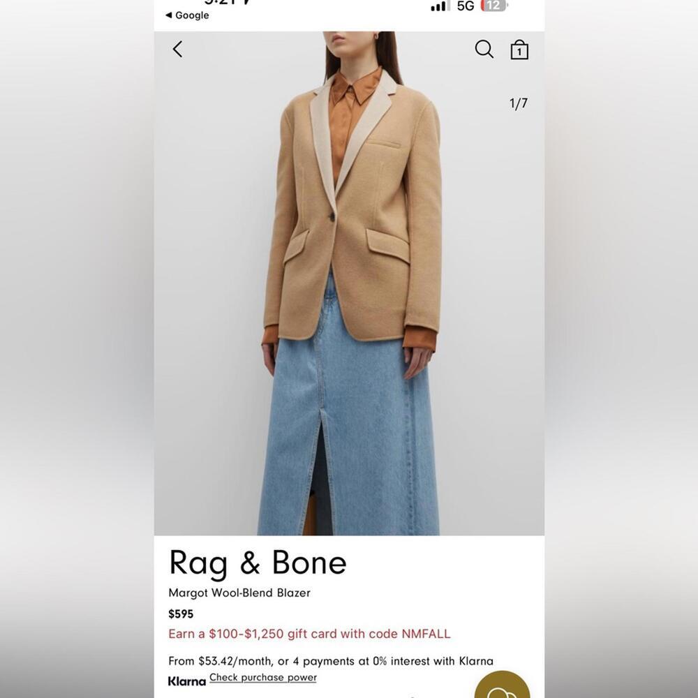 Rag & Bone Camel Wool-Blend Blazer NWT - image 2